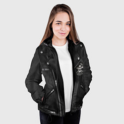 Куртка с капюшоном женская Косуха байкерская с нашивками, цвет: 3D-черный — фото 2