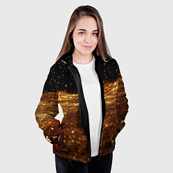 Куртка с капюшоном женская Золотистые крупицы на черном, цвет: 3D-черный — фото 2