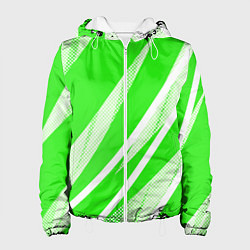 Женская куртка Яблочный зелёный абстракция с полосами