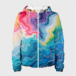 Женская куртка Абстрактные волны в мраморном стиле