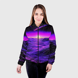 Куртка с капюшоном женская Космический пейзаж и комета, цвет: 3D-черный — фото 2