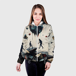 Куртка с капюшоном женская Сюрреалистичные люди и камни, цвет: 3D-белый — фото 2