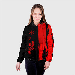 Куртка с капюшоном женская Bring Me the Horizon - red gradient по-вертикали, цвет: 3D-черный — фото 2