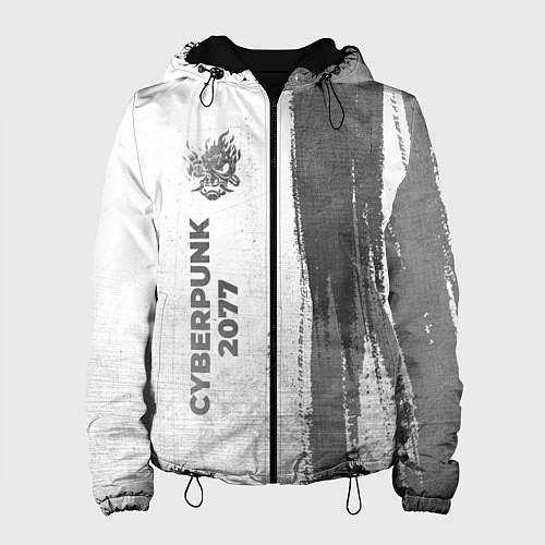 Женская куртка Cyberpunk 2077 - white gradient по-вертикали / 3D-Черный – фото 1