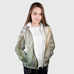 Куртка с капюшоном женская Прожилки листика, цвет: 3D-белый — фото 2