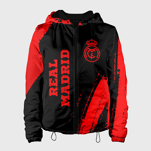 Женская куртка Real Madrid - red gradient вертикально / 3D-Черный – фото 1