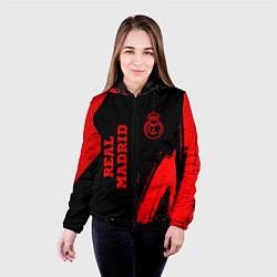 Куртка с капюшоном женская Real Madrid - red gradient вертикально, цвет: 3D-черный — фото 2