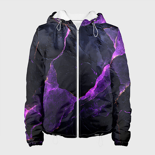 Женская куртка Фиолетово-черная объемная текстура / 3D-Белый – фото 1