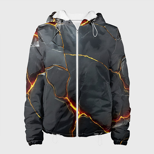 Женская куртка Серая текстура с золотым изломом / 3D-Белый – фото 1