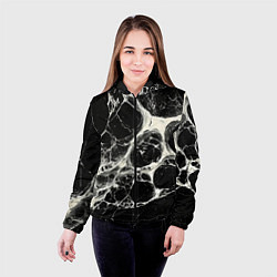 Куртка с капюшоном женская Бело-черная потертая текстура, цвет: 3D-черный — фото 2