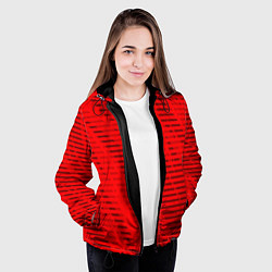 Куртка с капюшоном женская Красный полосатый, цвет: 3D-черный — фото 2