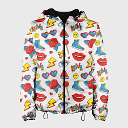 Женская куртка Паттерн с яркими молодежными стикерами