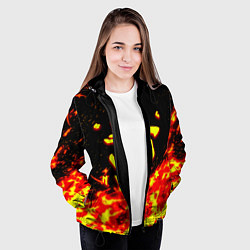 Куртка с капюшоном женская Doom огненное лого, цвет: 3D-черный — фото 2