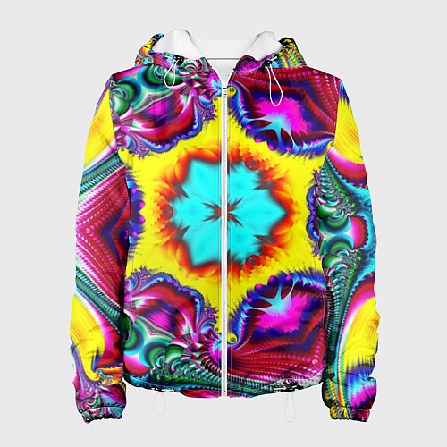 Женская куртка Абстракция узор фракталы / 3D-Белый – фото 1