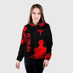Куртка с капюшоном женская Tesla - red gradient вертикально, цвет: 3D-черный — фото 2