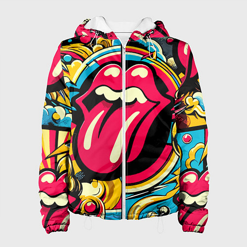 Женская куртка Rolling Stones logo - pop art pattern / 3D-Белый – фото 1
