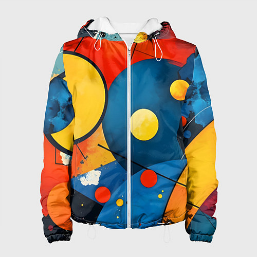 Женская куртка Динамичный красочный паттерн / 3D-Белый – фото 1