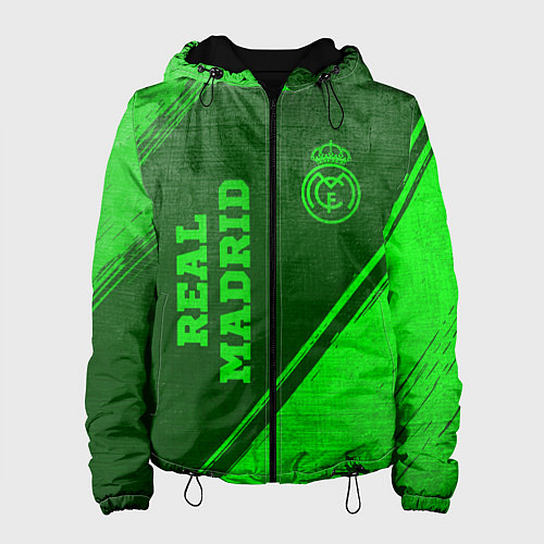 Женская куртка Real Madrid - green gradient вертикально / 3D-Черный – фото 1