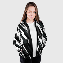 Куртка с капюшоном женская Разводы белым на черном, цвет: 3D-черный — фото 2