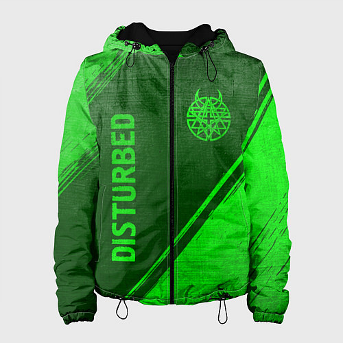 Женская куртка Disturbed - green gradient вертикально / 3D-Черный – фото 1
