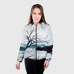 Куртка с капюшоном женская Дерево в море, цвет: 3D-черный — фото 2