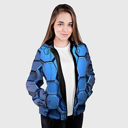 Куртка с капюшоном женская Синий бронежилет, цвет: 3D-черный — фото 2