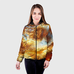 Куртка с капюшоном женская Блестящая золотая текстура, цвет: 3D-черный — фото 2