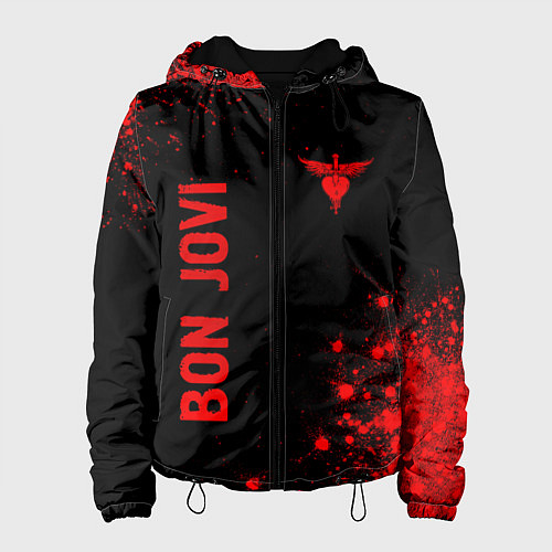 Женская куртка Bon Jovi - red gradient вертикально / 3D-Черный – фото 1