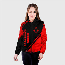 Куртка с капюшоном женская Assassins Creed - red gradient вертикально, цвет: 3D-черный — фото 2
