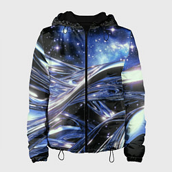 Куртка с капюшоном женская Закрученные линии и звезды - космическая абстракци, цвет: 3D-черный