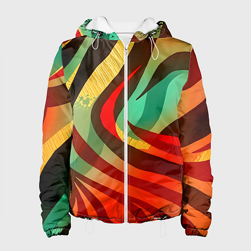 Женская куртка Жаркая полосатая абстракция / 3D-Белый – фото 1