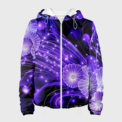 Женская куртка Силуэты цветов на темном фоне - фиолетовое свечени