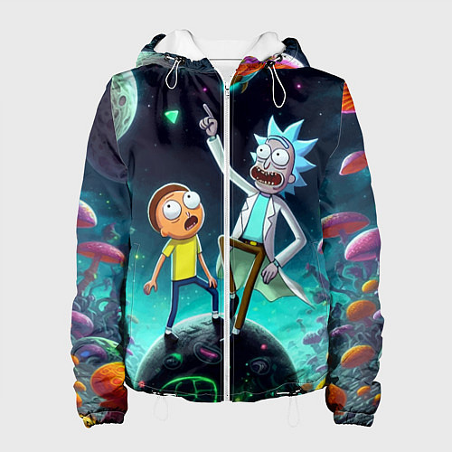 Женская куртка Рик и Морти на планете сказочных грибов / 3D-Белый – фото 1