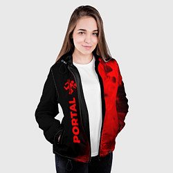 Куртка с капюшоном женская Portal - red gradient по-вертикали, цвет: 3D-черный — фото 2