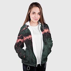 Куртка с капюшоном женская Гранж потертая текстура, цвет: 3D-белый — фото 2