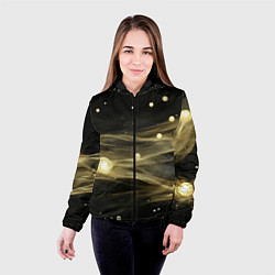 Куртка с капюшоном женская Золотистый свет на черной текстуре, цвет: 3D-черный — фото 2