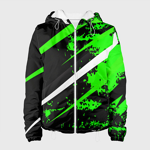 Женская куртка Color black and green / 3D-Белый – фото 1