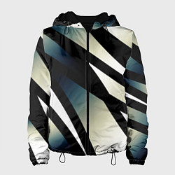 Женская куртка Чёрно-белый с синим затемнением полосы