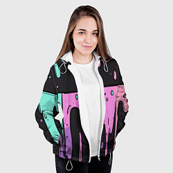 Куртка с капюшоном женская Стекающая краска текстура, цвет: 3D-белый — фото 2
