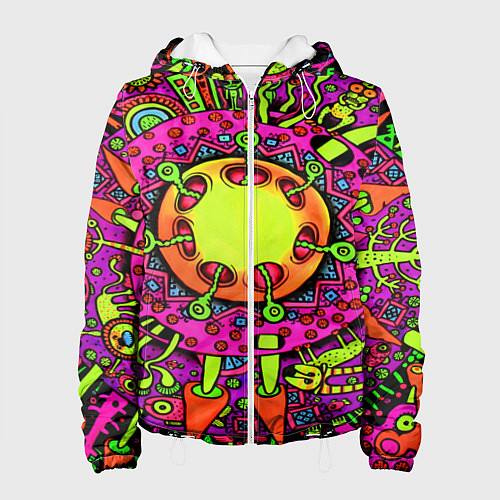 Женская куртка Кислотные грибы оптические / 3D-Белый – фото 1