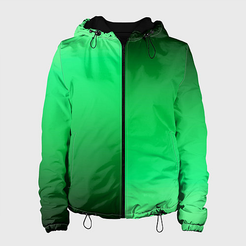 Женская куртка Чёрно-зелёный градиент пополам / 3D-Черный – фото 1