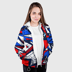 Куртка с капюшоном женская BMW - m colors, цвет: 3D-белый — фото 2