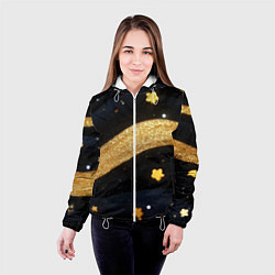 Куртка с капюшоном женская Золотые волны текстура, цвет: 3D-белый — фото 2