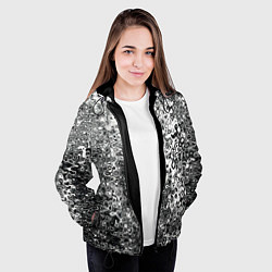 Куртка с капюшоном женская Чёрно-белый абстрактная текстура, цвет: 3D-черный — фото 2