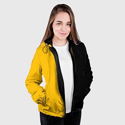 Куртка с капюшоном женская Чёрно-жёлтый пополам с переходом, цвет: 3D-черный — фото 2