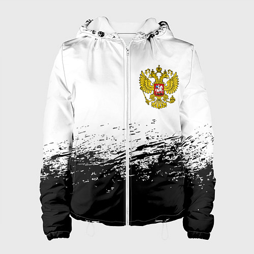 Женская куртка Россия черно белые краски / 3D-Белый – фото 1