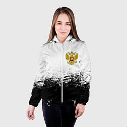 Куртка с капюшоном женская Россия черно белые краски, цвет: 3D-белый — фото 2
