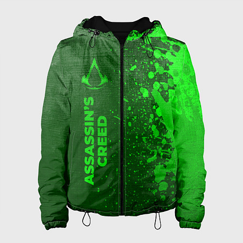 Женская куртка Assassins Creed - green gradient по-вертикали / 3D-Черный – фото 1