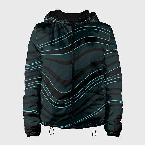 Женская куртка Тёмный синий волнистые полосы / 3D-Черный – фото 1