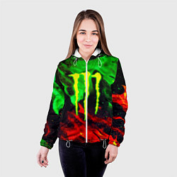 Куртка с капюшоном женская Monster energy огонь лого, цвет: 3D-белый — фото 2